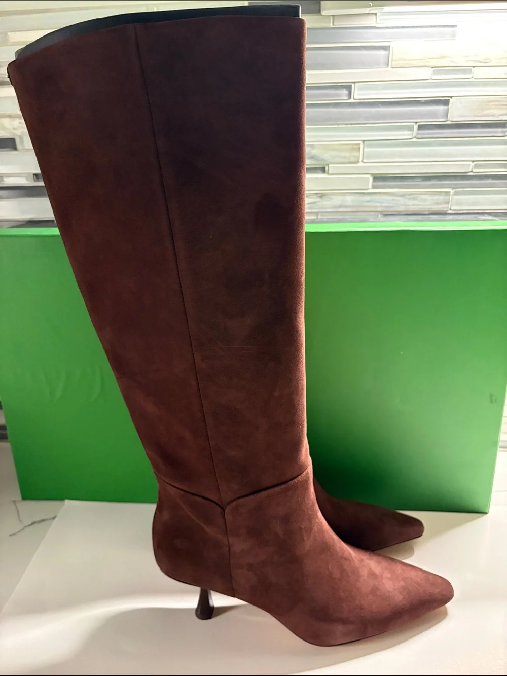Kate Spade Adele Tall Suede Boots in Hot Fudge Brown